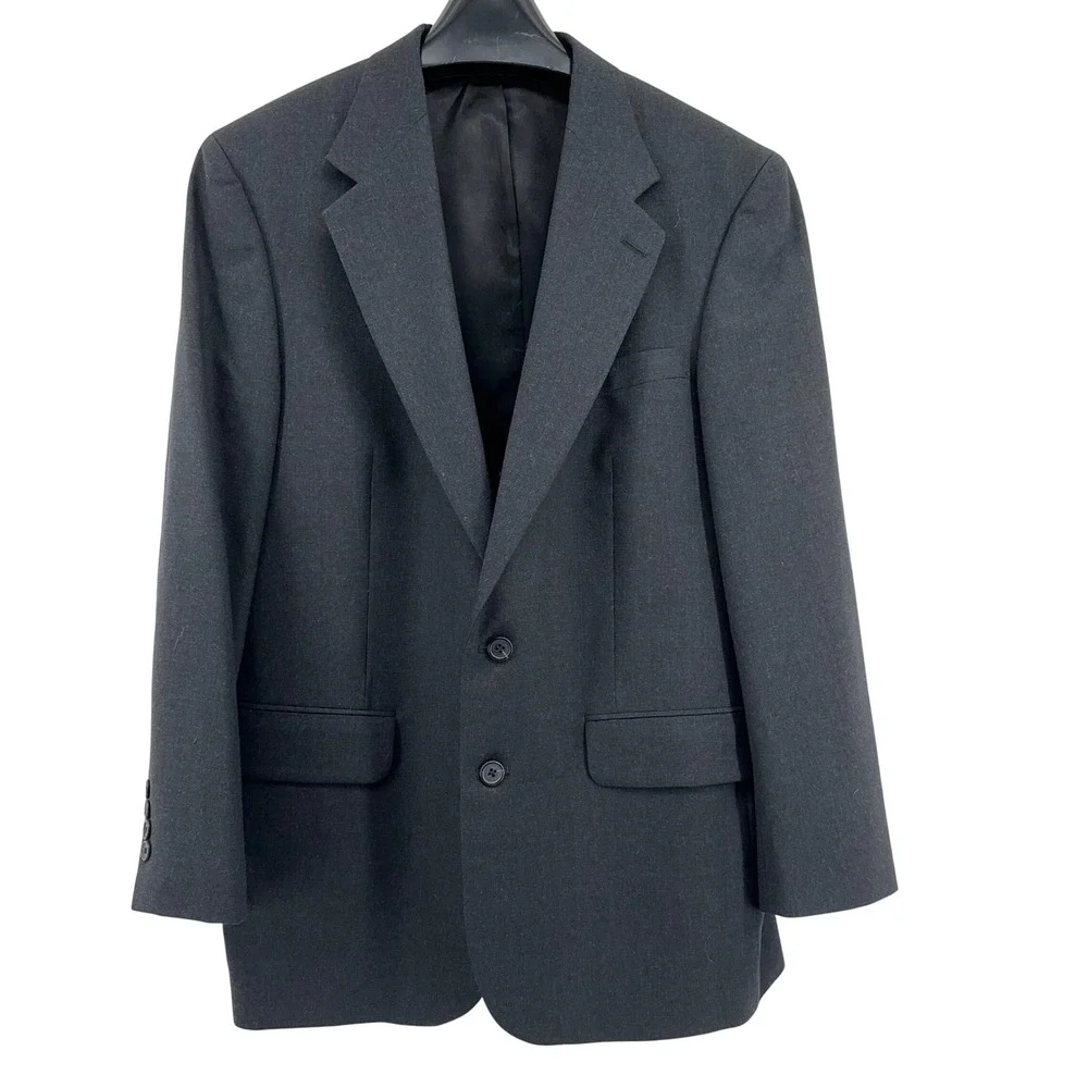 Cricketeer Suit Men 41R W35 x 31 Dark Gray Wool Two Button Professional Business